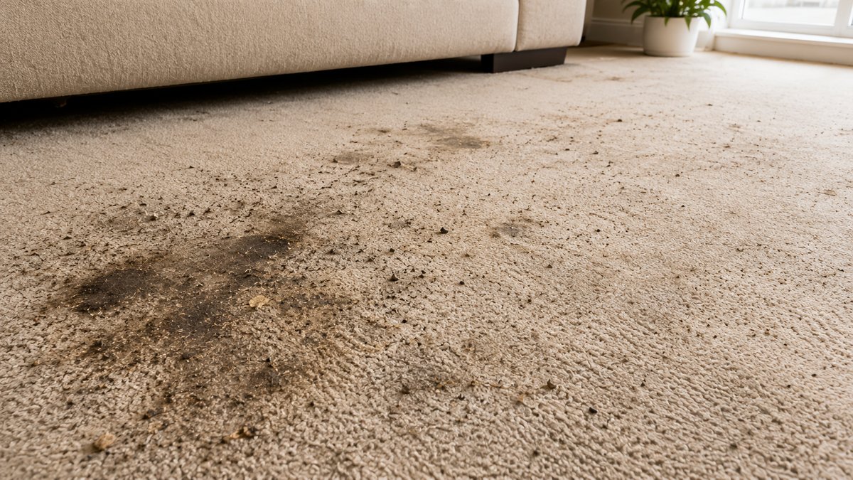 Carpet and upholstery before cleaning